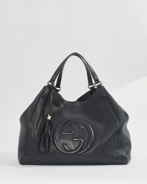 Gucci Black Pebbled Leather Large Soho Tote Handbag