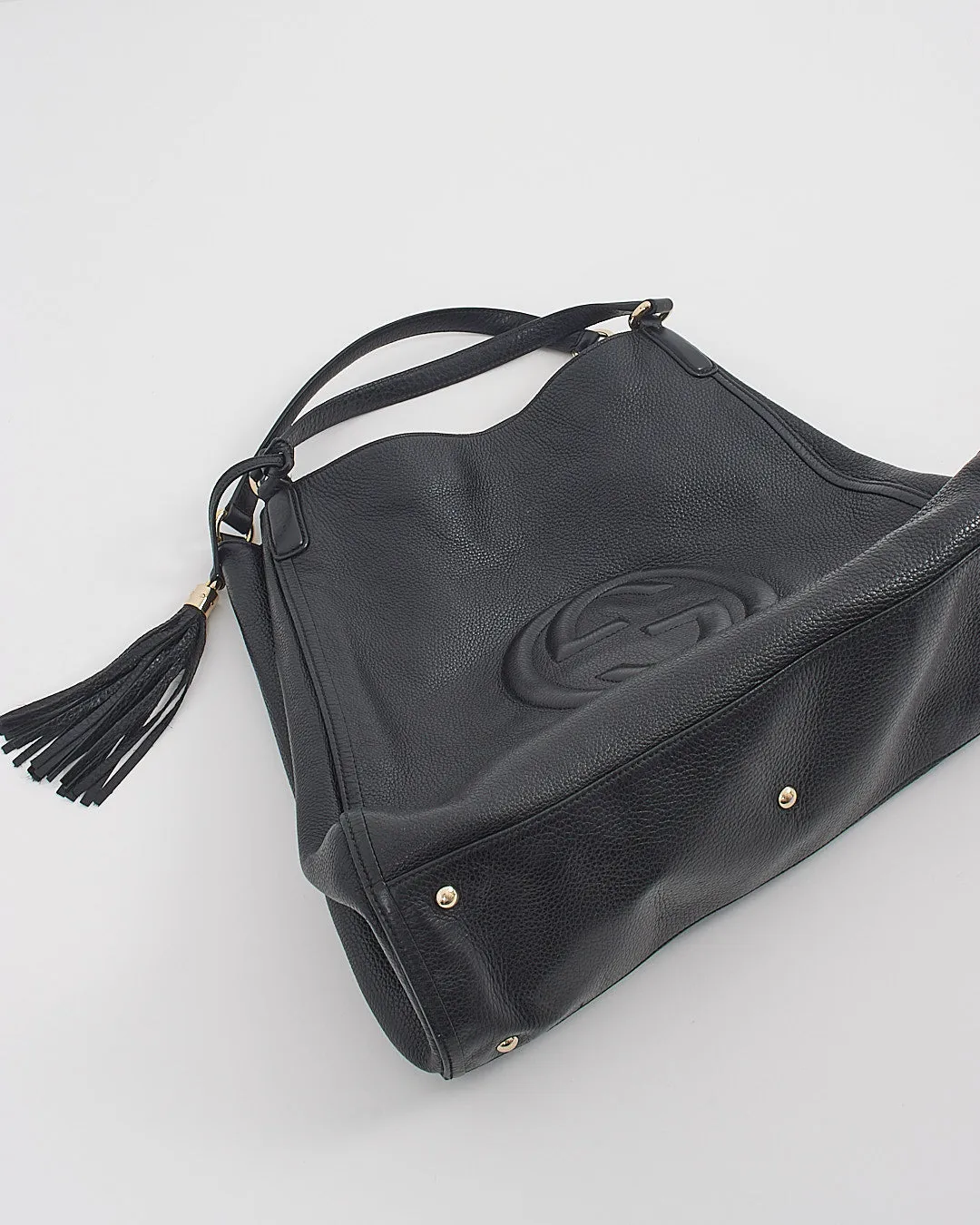 Gucci Black Pebbled Leather Large Soho Tote Handbag