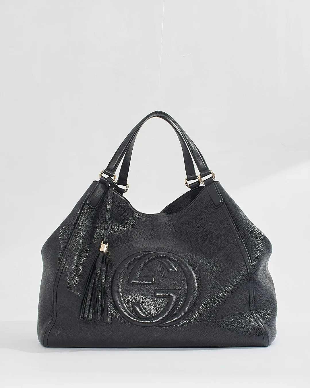 Gucci Black Pebbled Leather Large Soho Tote Handbag