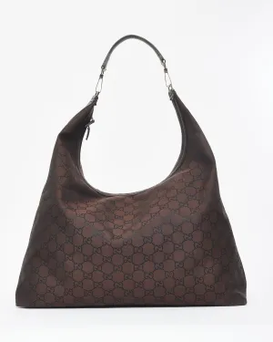 Gucci Brown Monogram Canvas Oversized Hobo Weekender Shoulder Bag