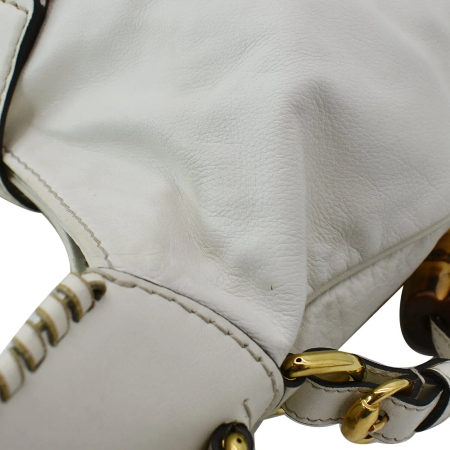 GUCCI Jackie Medium Leather Shoulder Bag White 219725