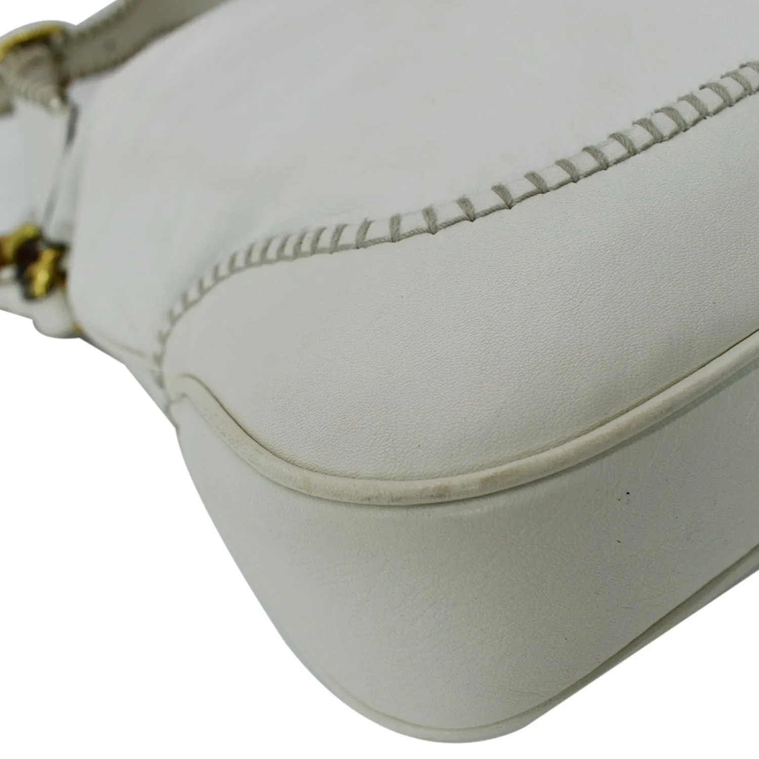 GUCCI Jackie Medium Leather Shoulder Bag White 219725