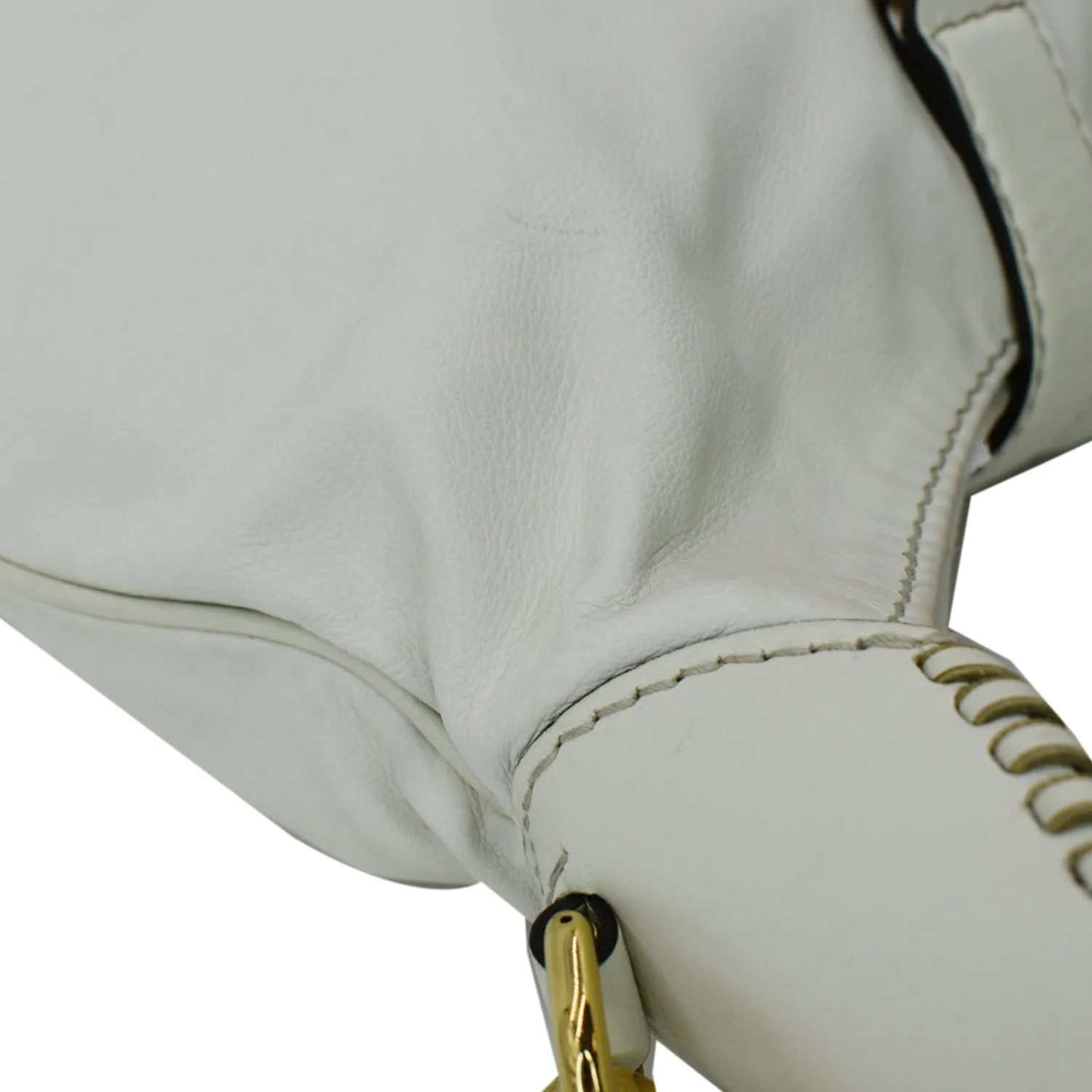GUCCI Jackie Medium Leather Shoulder Bag White 219725