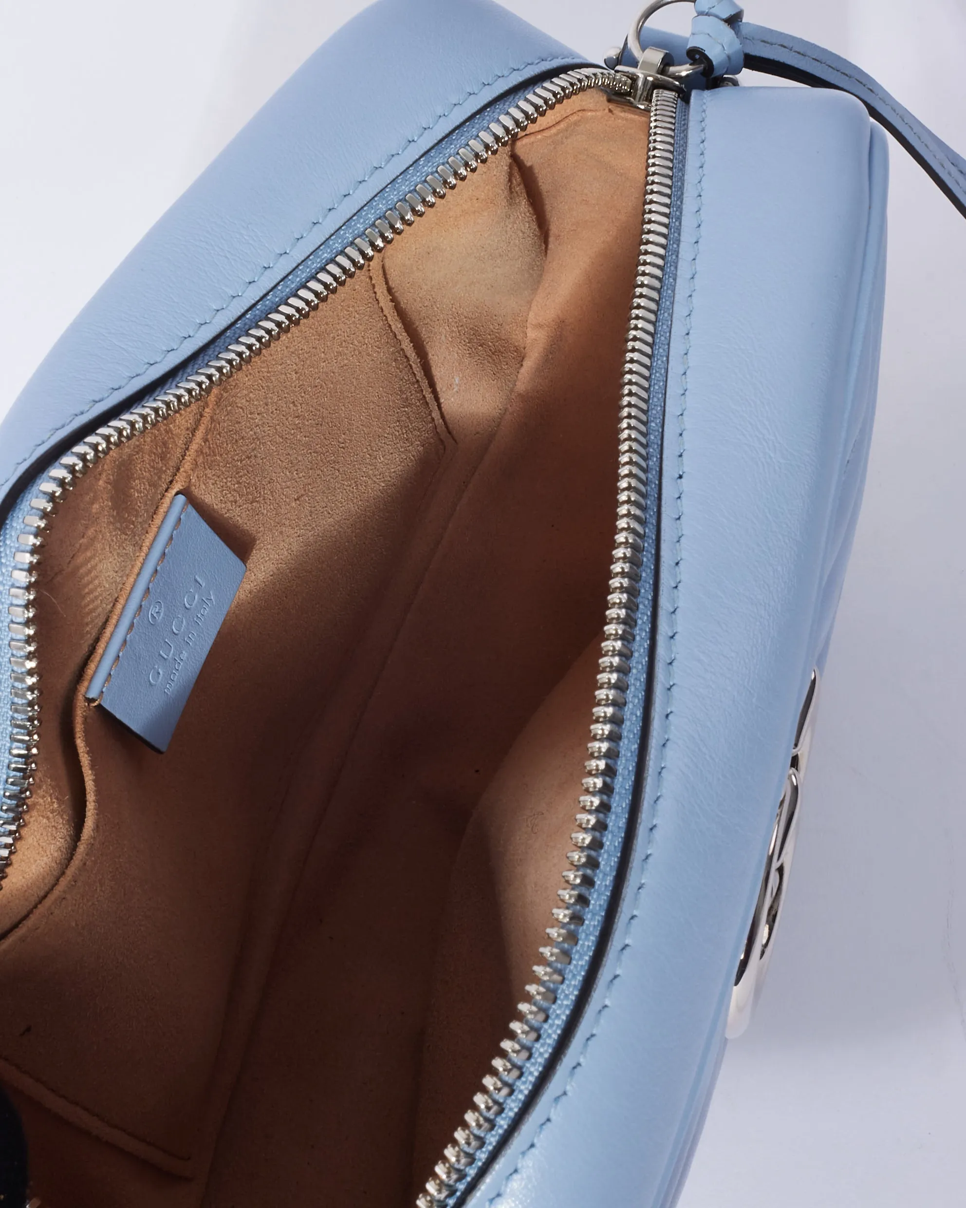 Gucci Light Blue Leather SHW Marmont Small Camera Bag