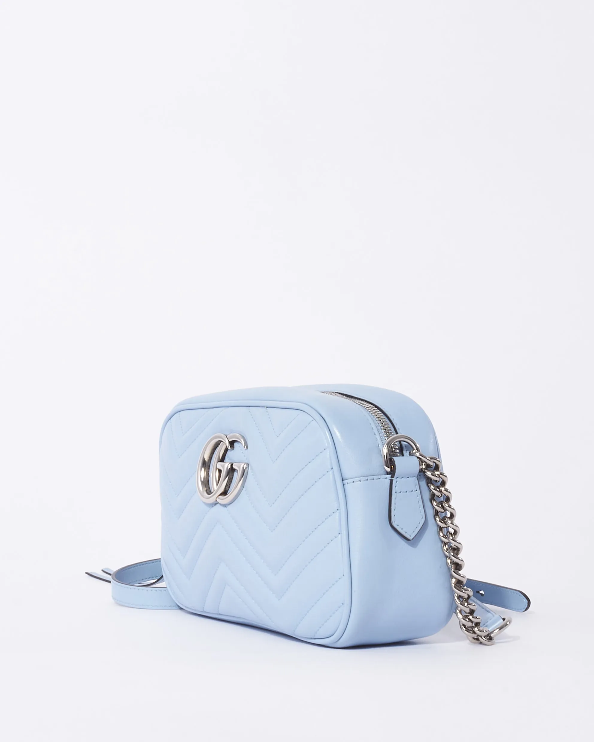 Gucci Light Blue Leather SHW Marmont Small Camera Bag