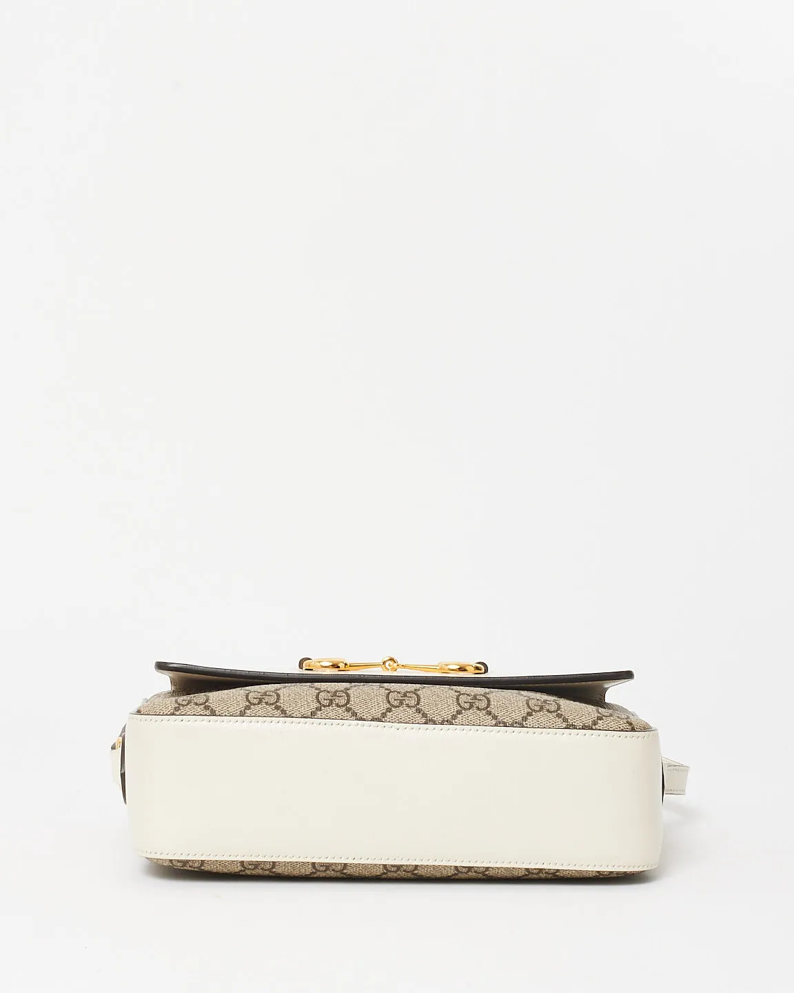 Gucci Monogram Coated Canvas & Cream Leather 1955 Horsebit Crossbody Camera Bag