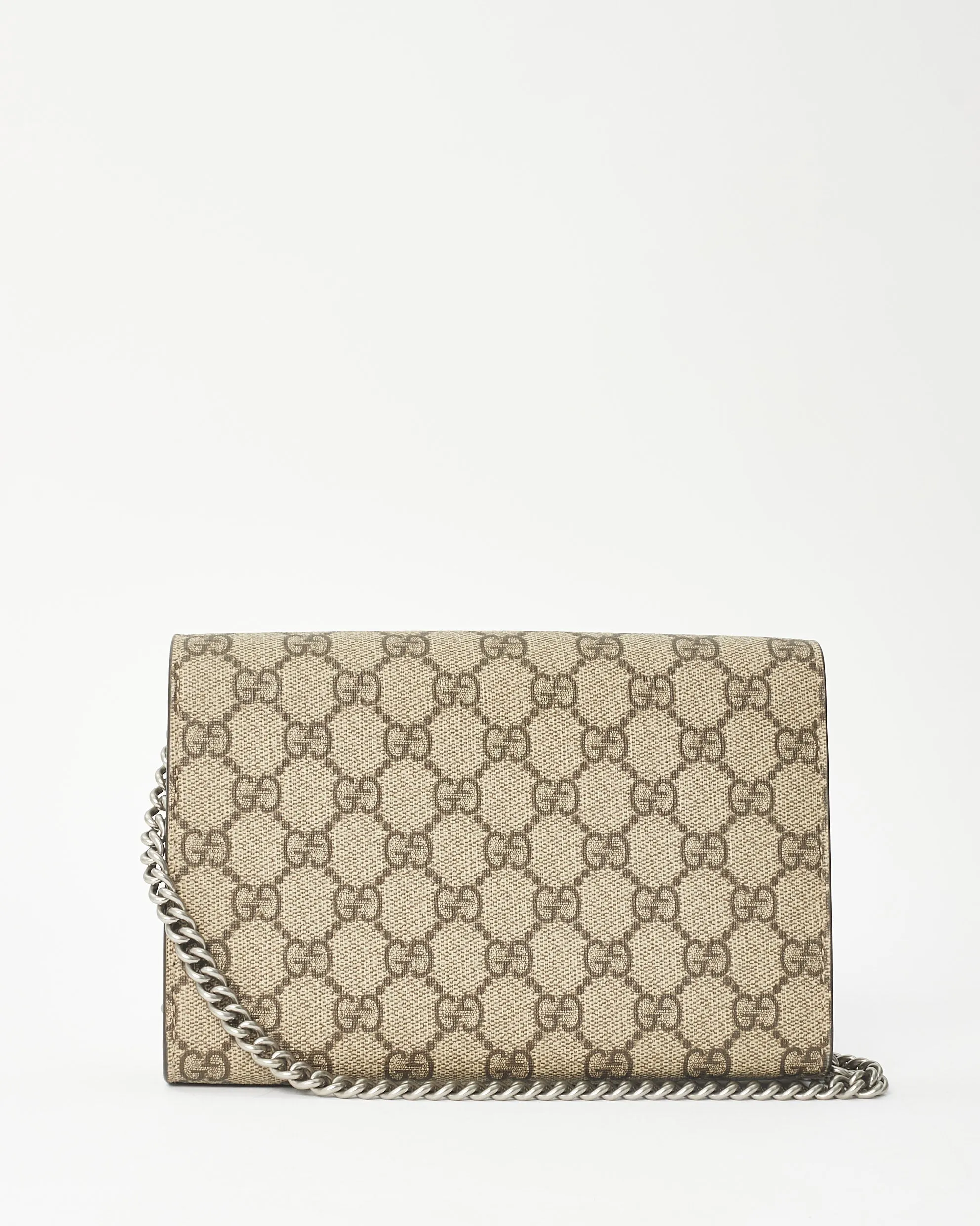 Gucci Monogram Coated Canvas Brown Dionysus Wallet On Chain