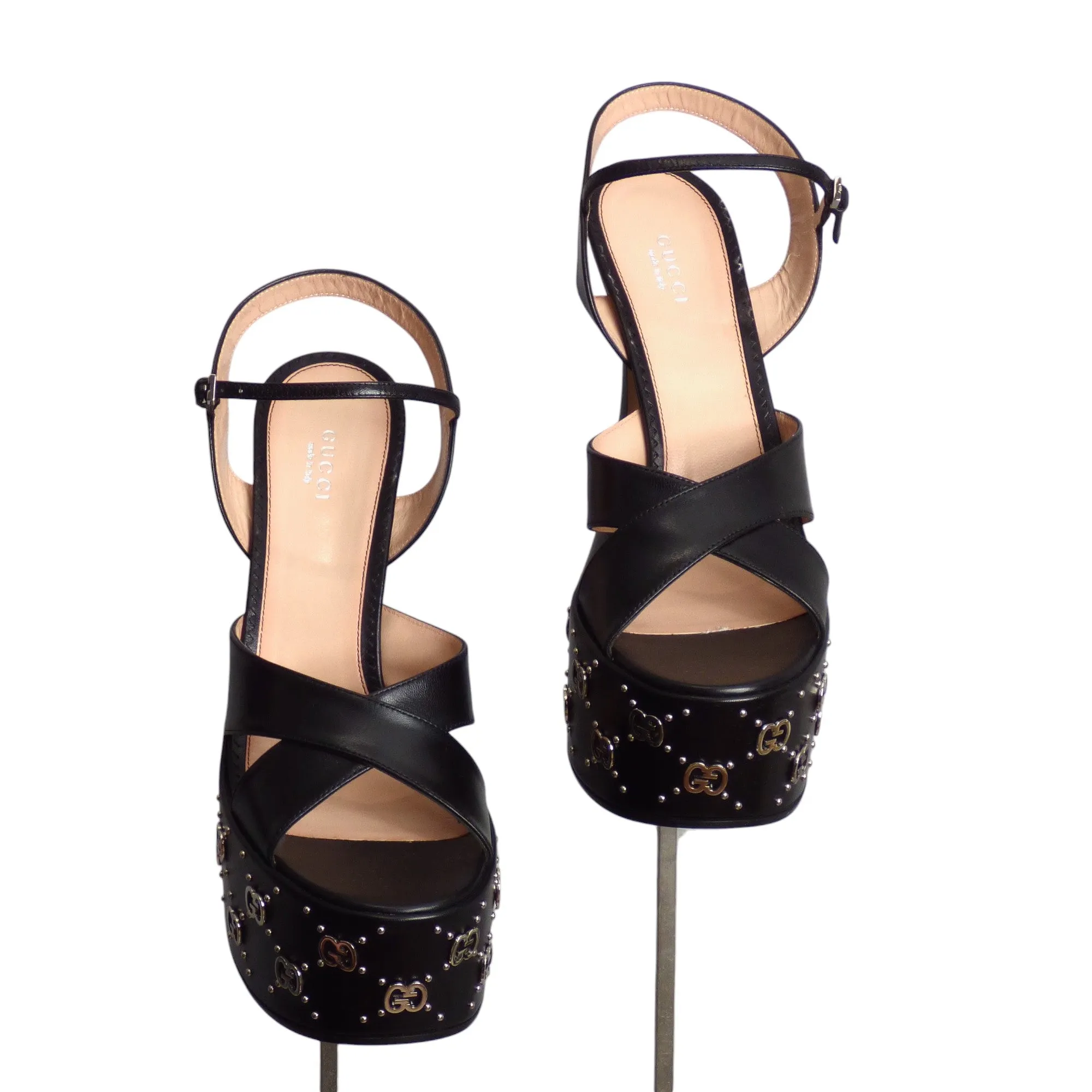 GUCCI- NIB Black Malaga Kid Platforms, Size 41.5