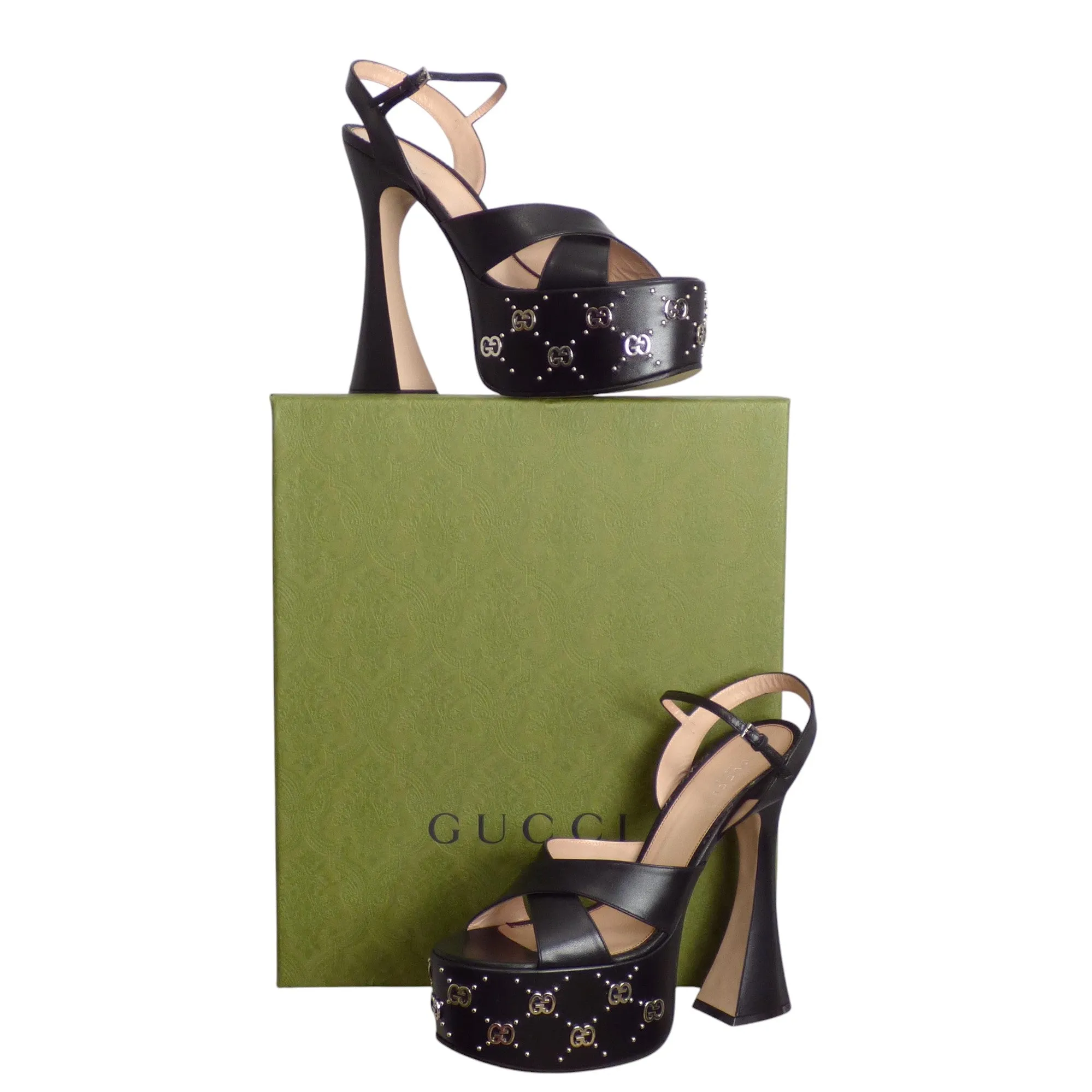 GUCCI- NIB Black Malaga Kid Platforms, Size 41.5