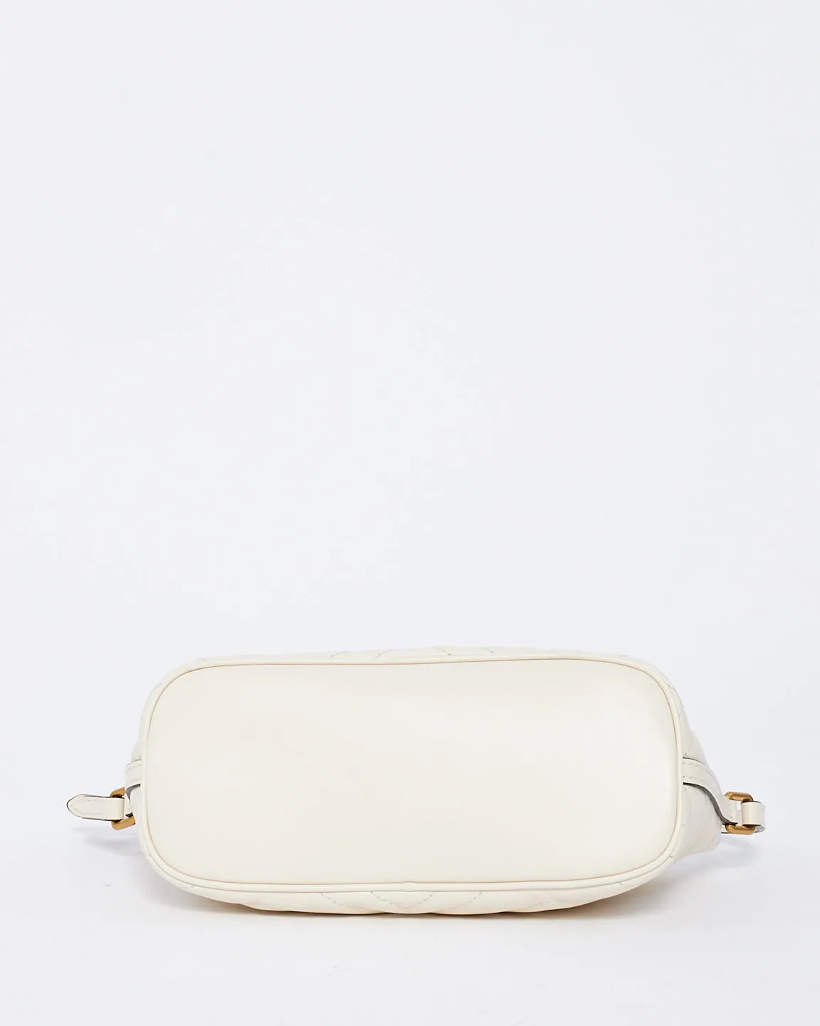 Gucci White Matelassé Leather GG Marmont Shoulder Bag