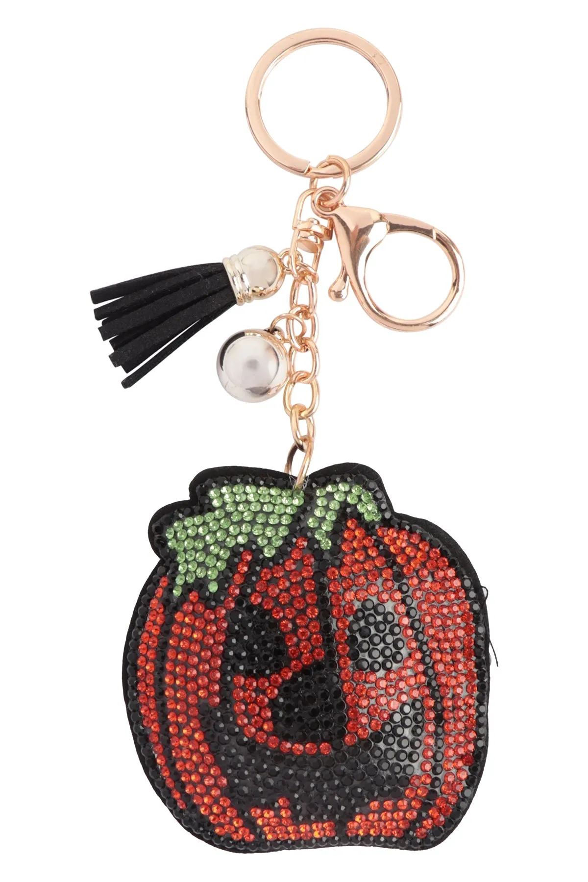 HALLOWEEN PUMPKIN RHINESTONE TASSEL KEYCHAIN