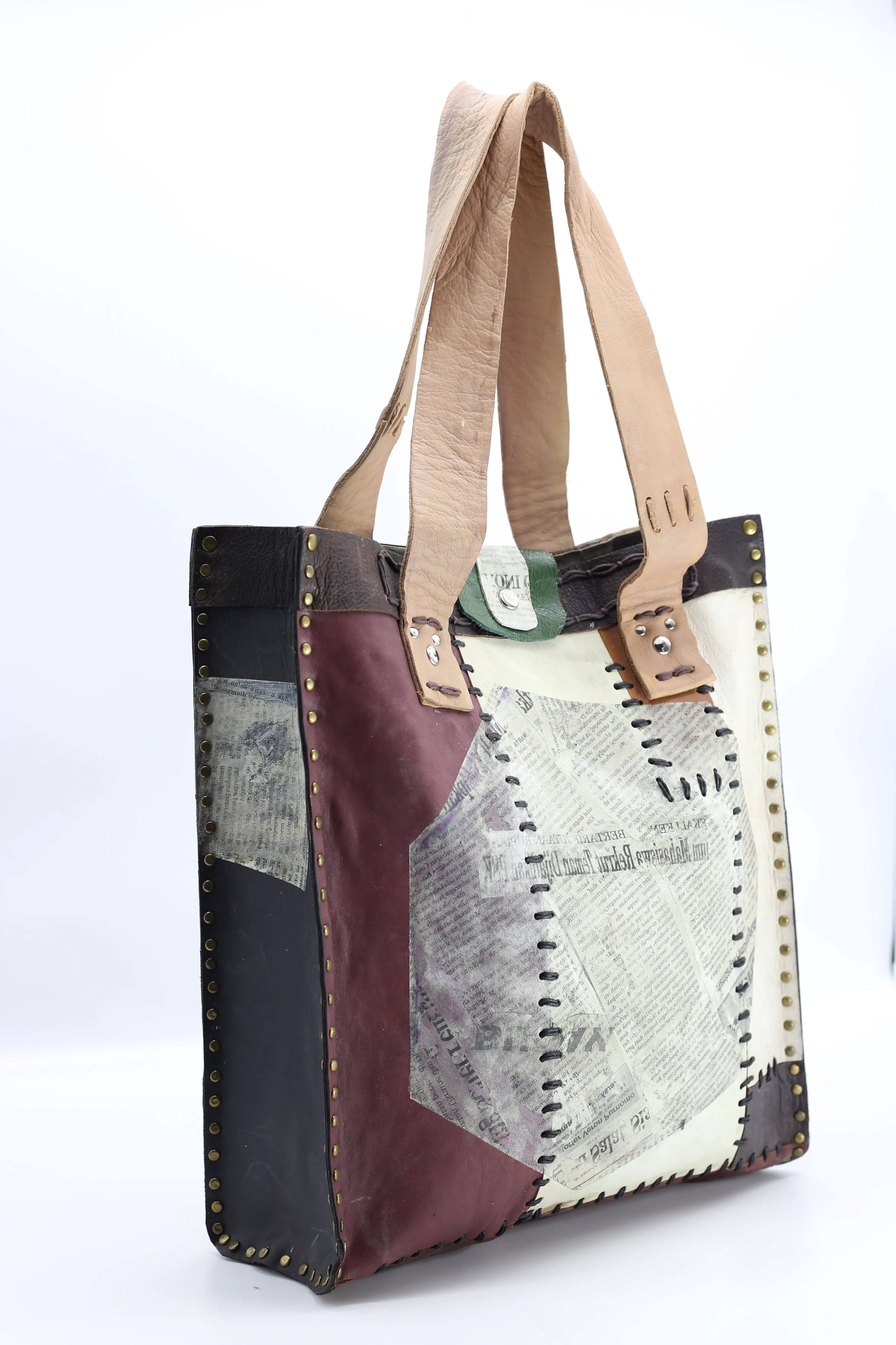 Hand Crafted Tote Bag From Recycled Leather