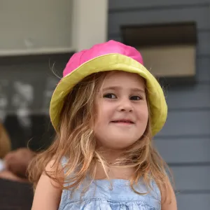 Hand Woven Child Bucket Hat | Hot Pink