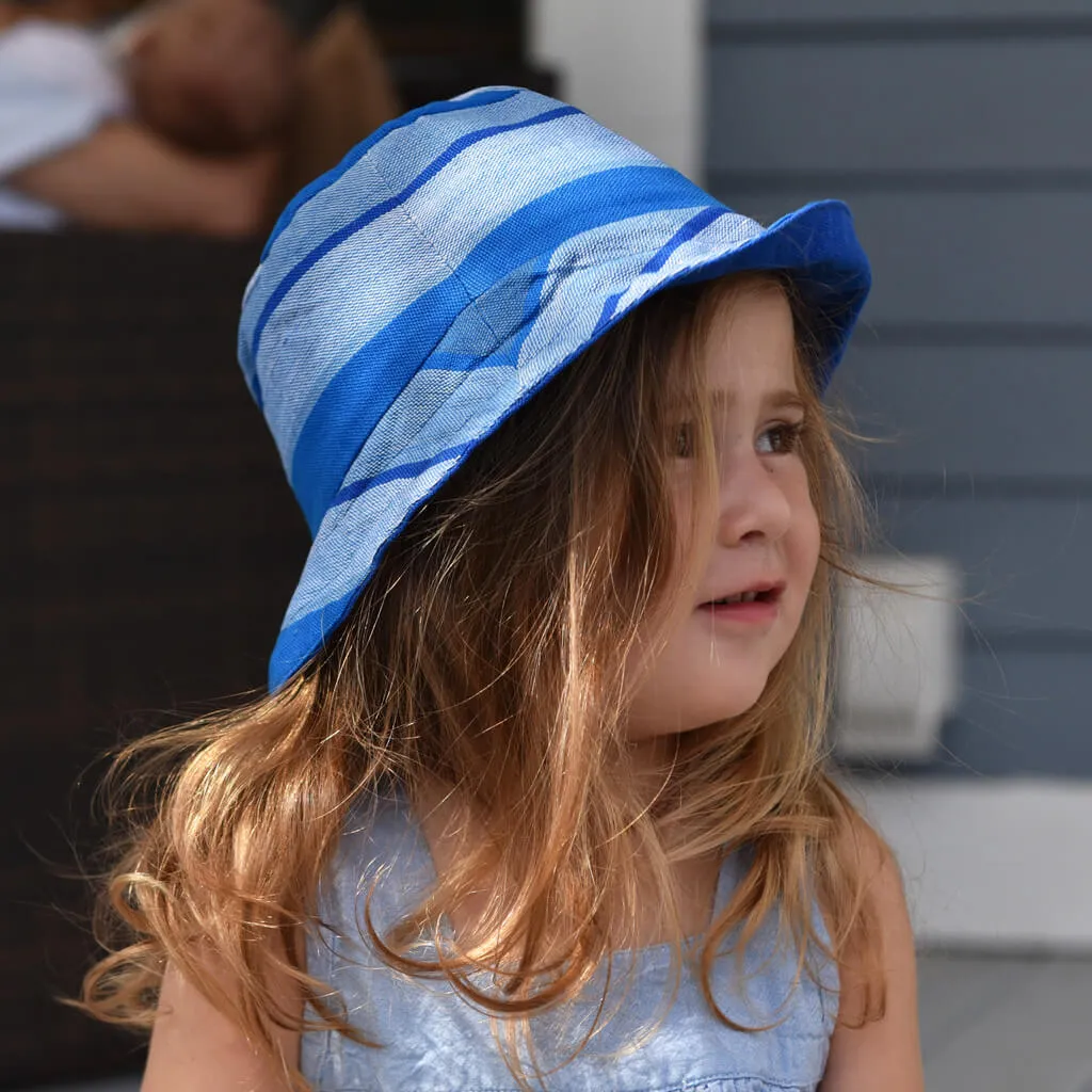 Hand woven Child Bucket Hat | Stormy Blues