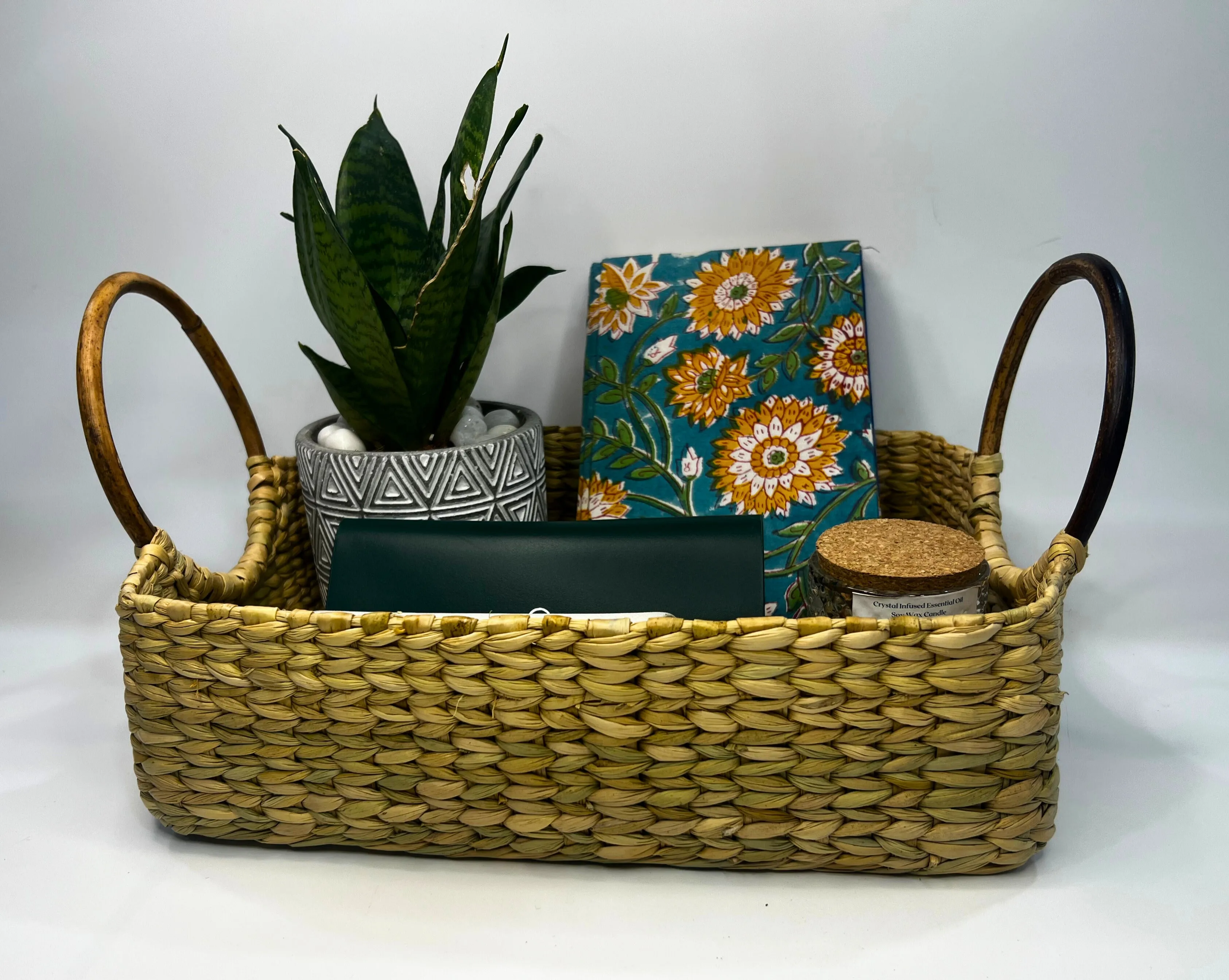 HANDMADE KAUNA GRASS HAMPER BASKET SQUARE GIFT BASKET HOME DECOR