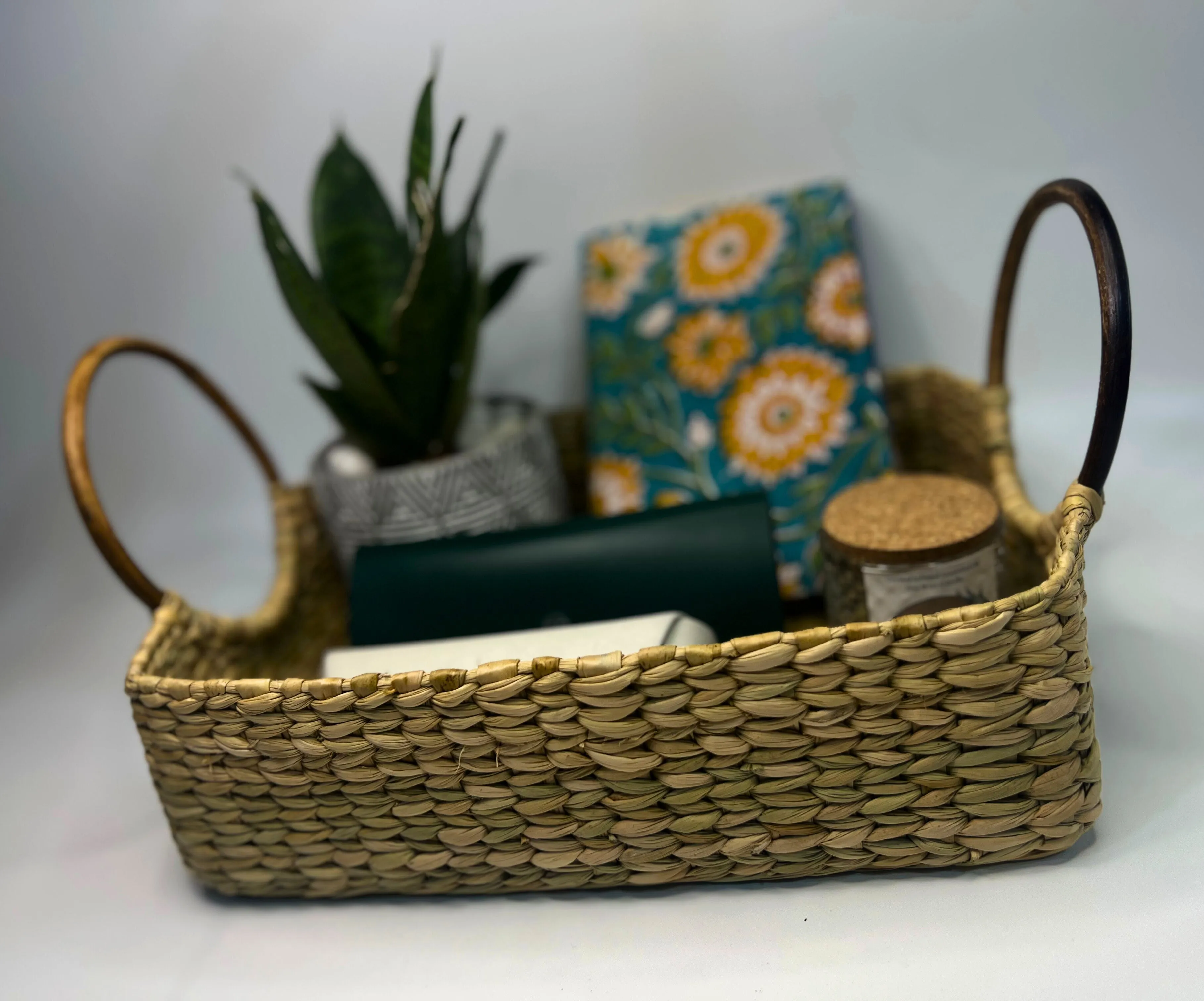 HANDMADE KAUNA GRASS HAMPER BASKET SQUARE GIFT BASKET HOME DECOR
