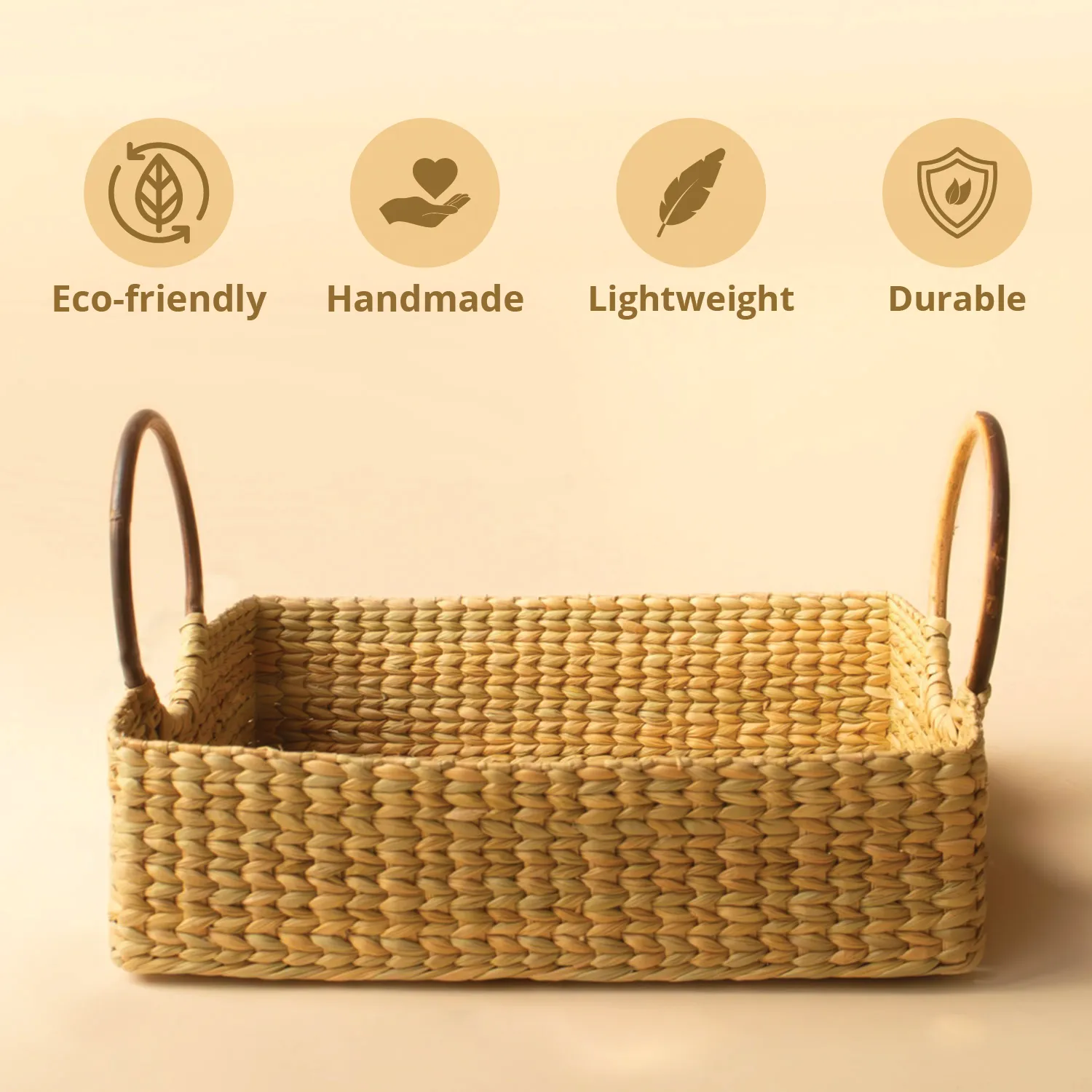 HANDMADE KAUNA GRASS HAMPER BASKET SQUARE GIFT BASKET HOME DECOR