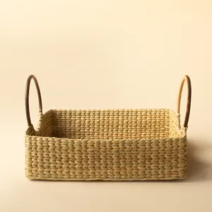 HANDMADE KAUNA GRASS HAMPER BASKET SQUARE GIFT BASKET HOME DECOR