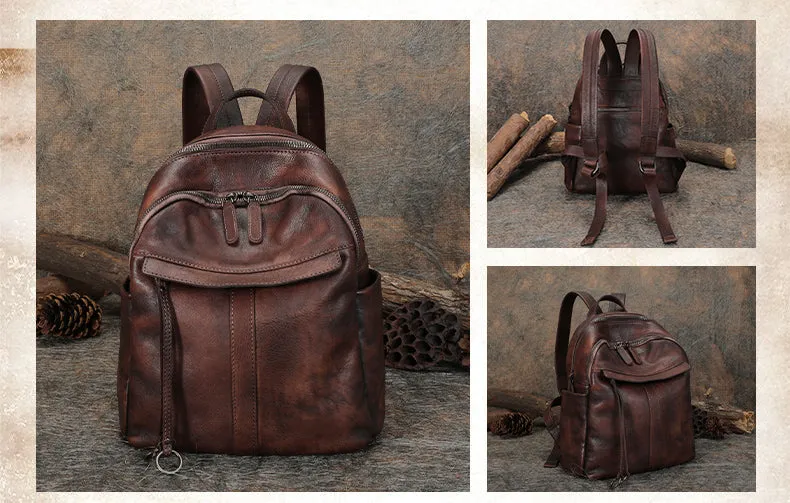 Handmade Leather Backpacks Bag Womens Best School Rucksack Ladies Leather Backpack Purses
