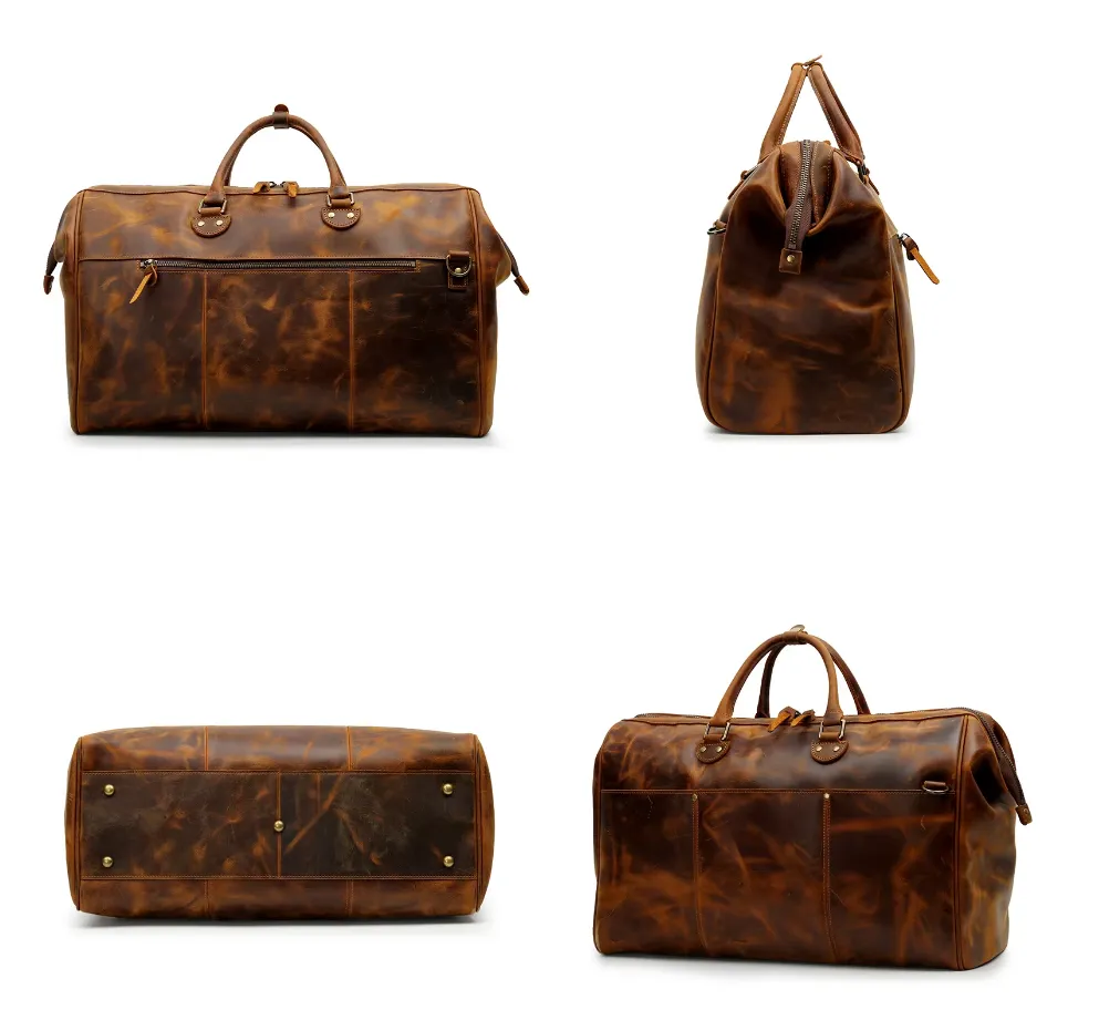 Handmade Vintage Leather Travel Duffel Bag