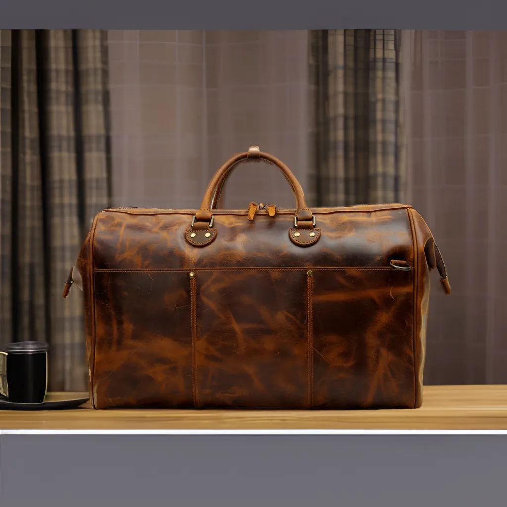 Handmade Vintage Leather Travel Duffel Bag