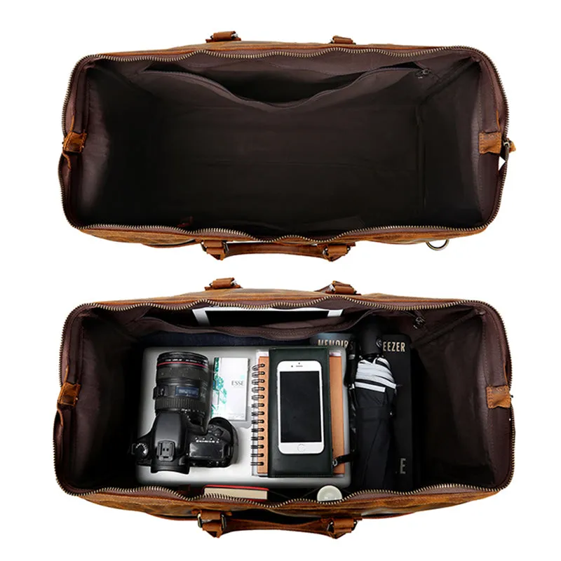 Handmade Vintage Leather Travel Duffel Bag