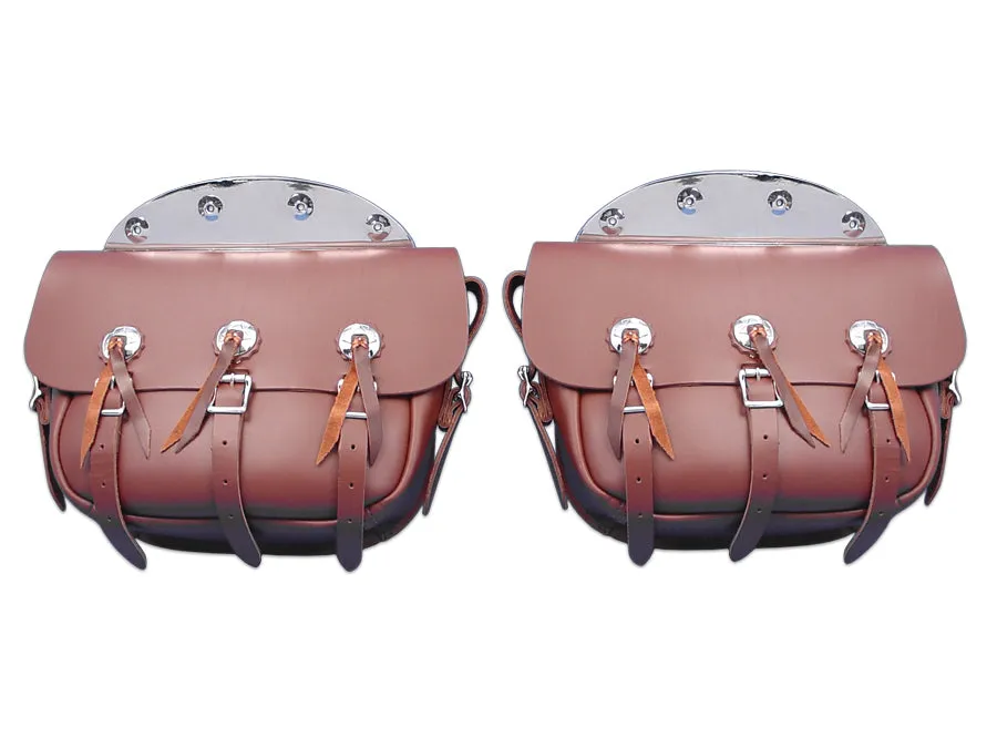 HARLEY Brown Leather Replica Saddlebag Set fits 1936-1940 EL,   1941-1946 FL,