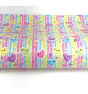 Hearts on Rainbow Stripes Synthetic Leather Sheets USDR