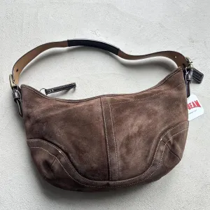 HENRYVINTUS™ vintage y2k coach brown suede croissant shoulder bag 1