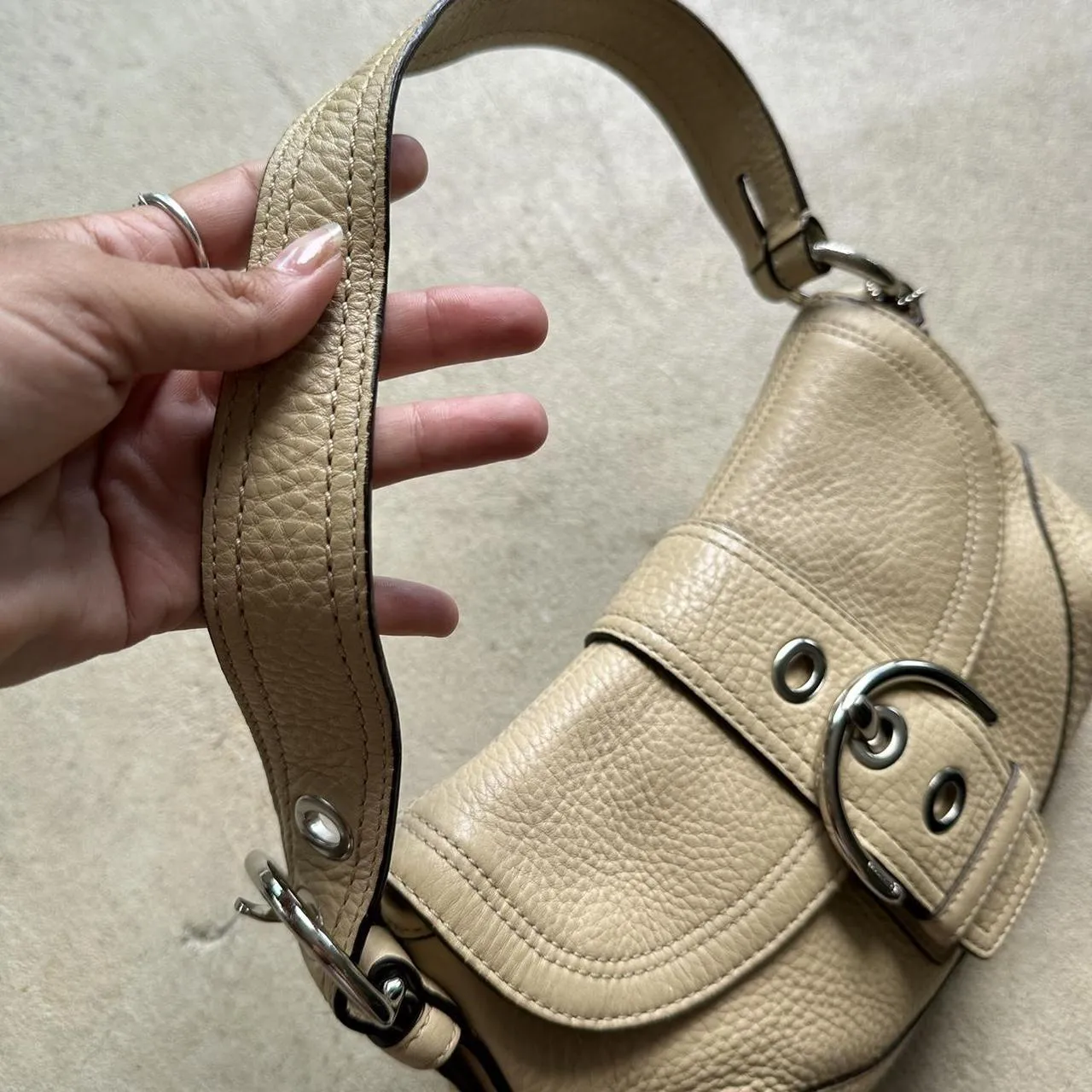 HENRYVINTUS™ vintage y2k coach cream mini leather soho shoulder bag