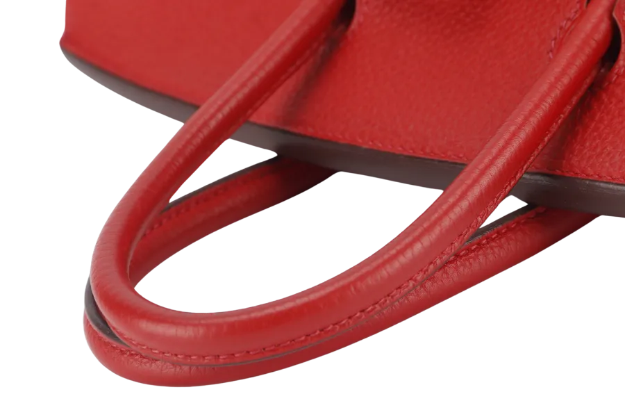 HERMES BIRKIN 25 STAMP P (YEAR 2021) ROUGE VERMILLION TOGO SILVER HARDWARE WITH LOCKKEYS AND DUST COVER