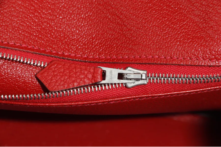 HERMES BIRKIN 25 STAMP P (YEAR 2021) ROUGE VERMILLION TOGO SILVER HARDWARE WITH LOCKKEYS AND DUST COVER