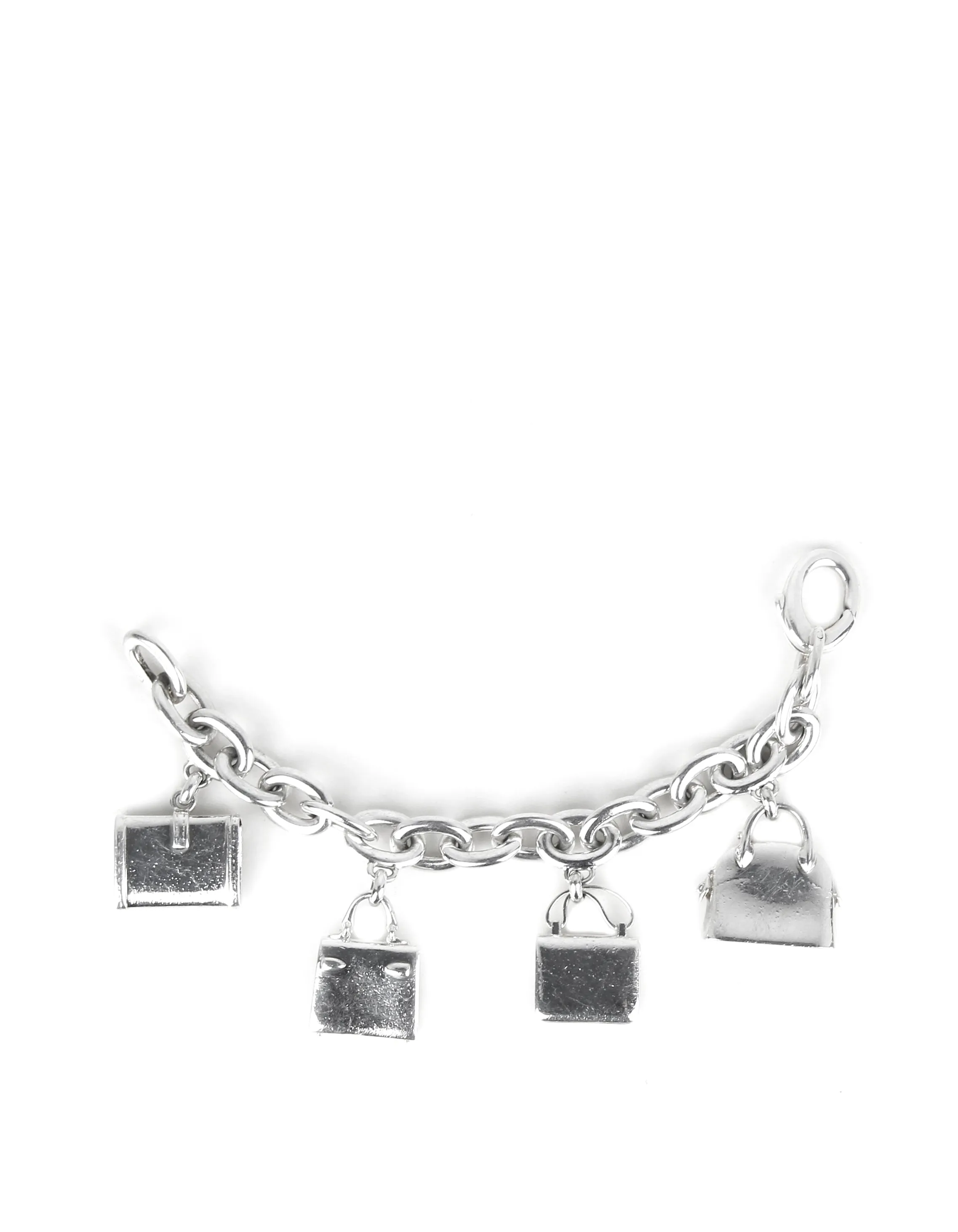 Hermes Vintage Sterling Silver Iconic Bags Charm Bracelet