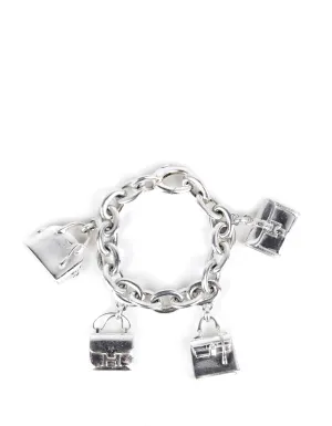 Hermes Vintage Sterling Silver Iconic Bags Charm Bracelet