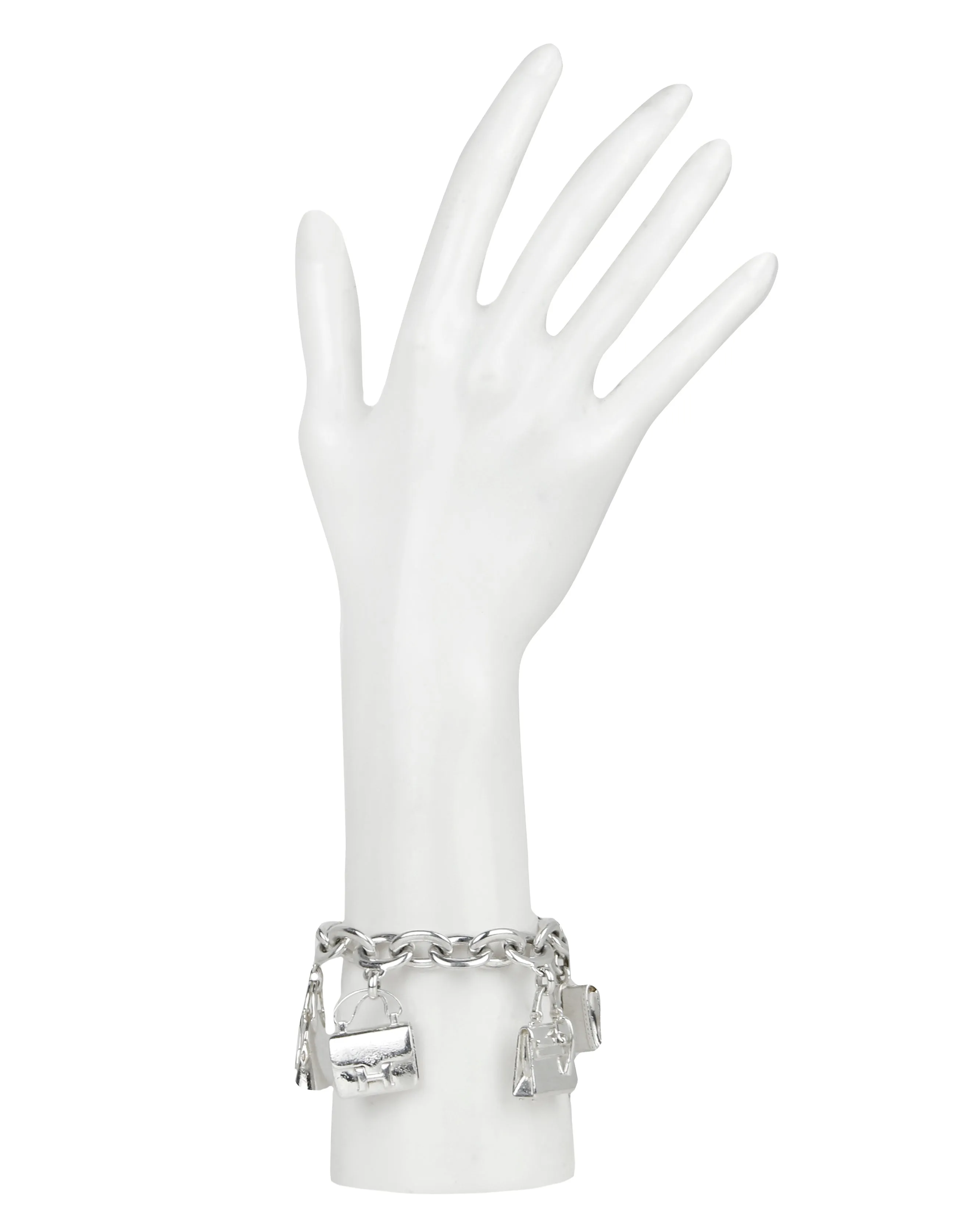 Hermes Vintage Sterling Silver Iconic Bags Charm Bracelet