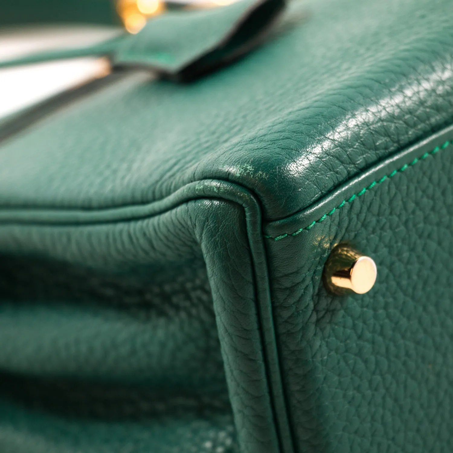 Hermès Kelly 28 Retourne Malachite Clemence