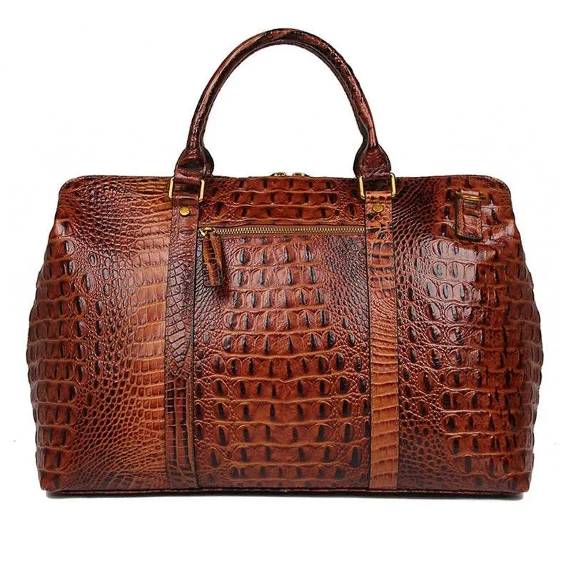 High Fashion Men & Women Leather Travel Duffle Alligator Pattern