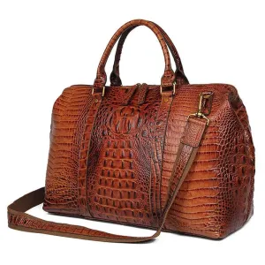 High Fashion Men & Women Leather Travel Duffle Alligator Pattern
