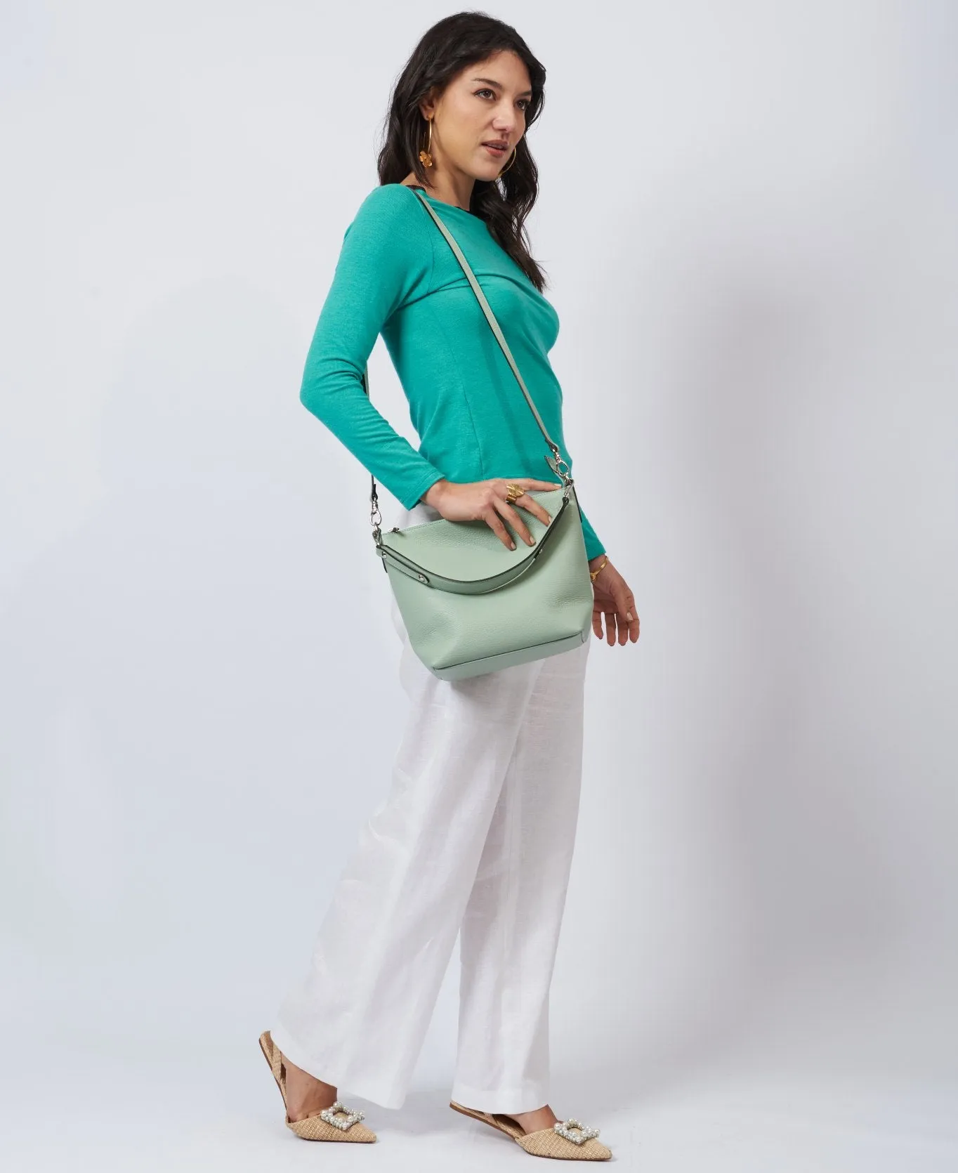 Hobo leather Top Handle bag mint
