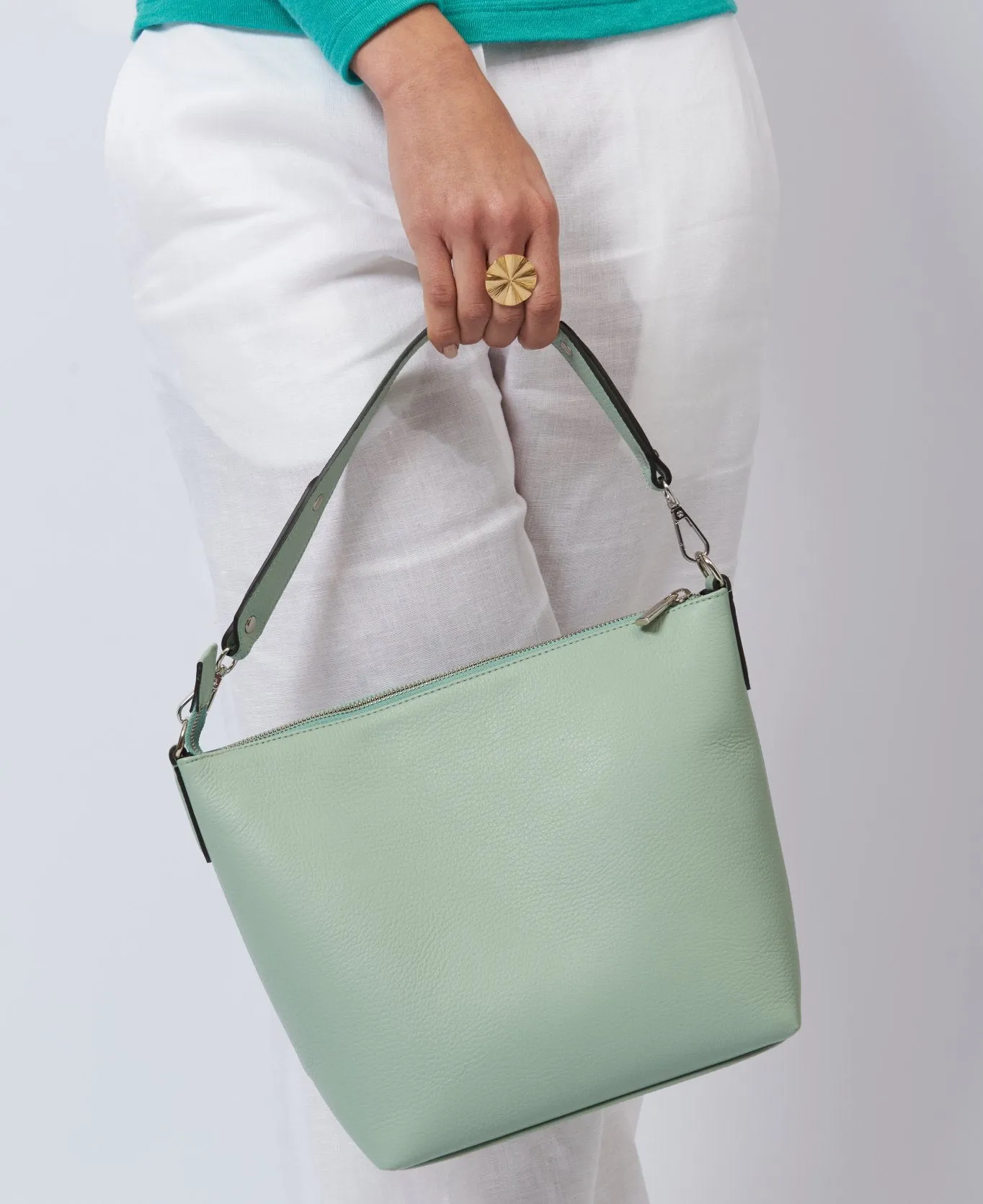 Hobo leather Top Handle bag mint