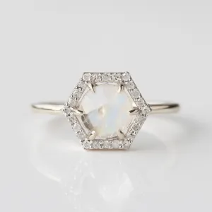 Icon Moonstone & Diamond Hexagon Ring
