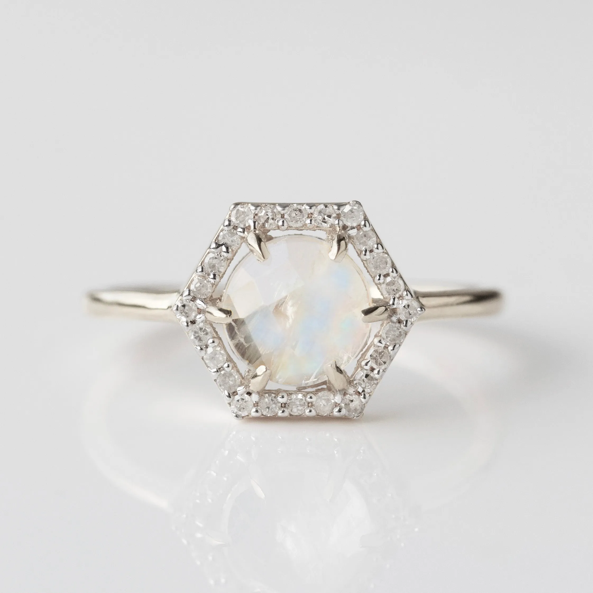 Icon Moonstone & Diamond Hexagon Ring