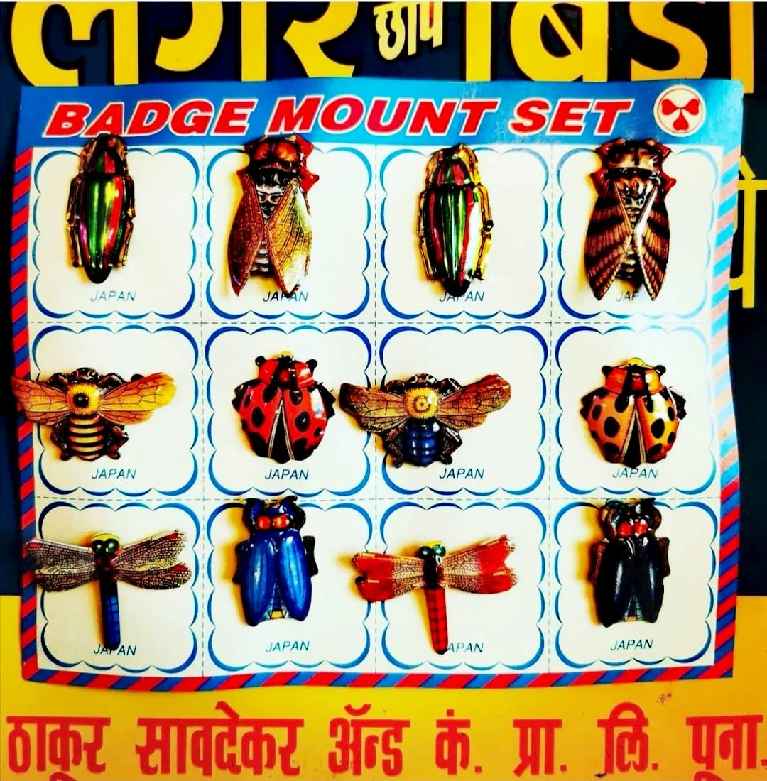 Japanese tin pin set - bugs