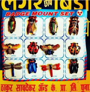 Japanese tin pin set - bugs