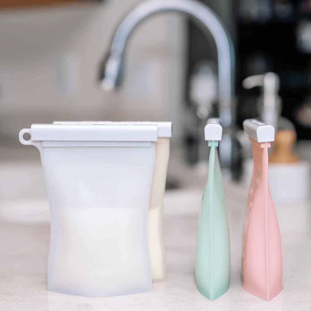 Junobie Reusable Silicone Breastmilk Storage Bags- 2pk (Rose)- CLEARANCE