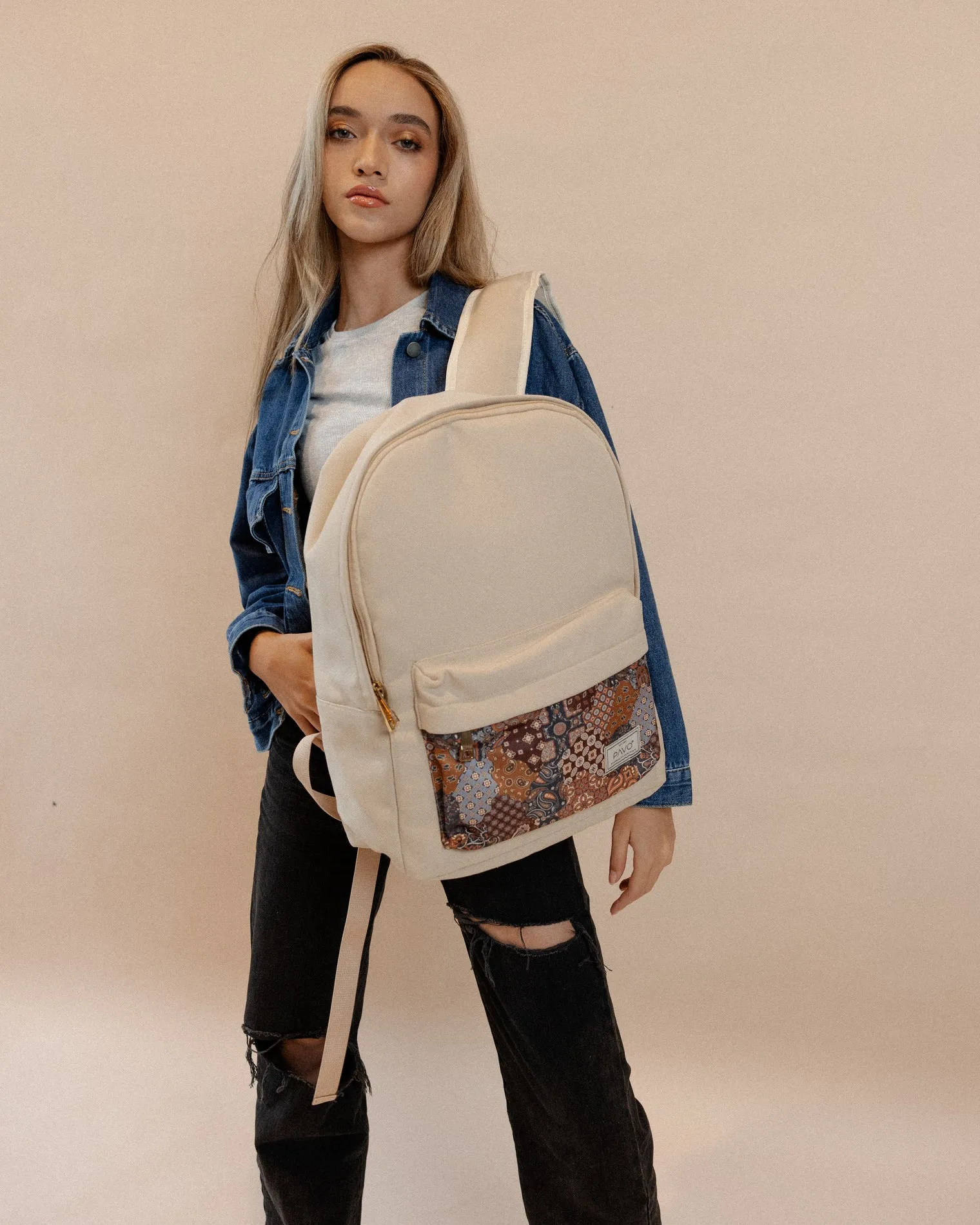 Laptop Backpack Patch Beige