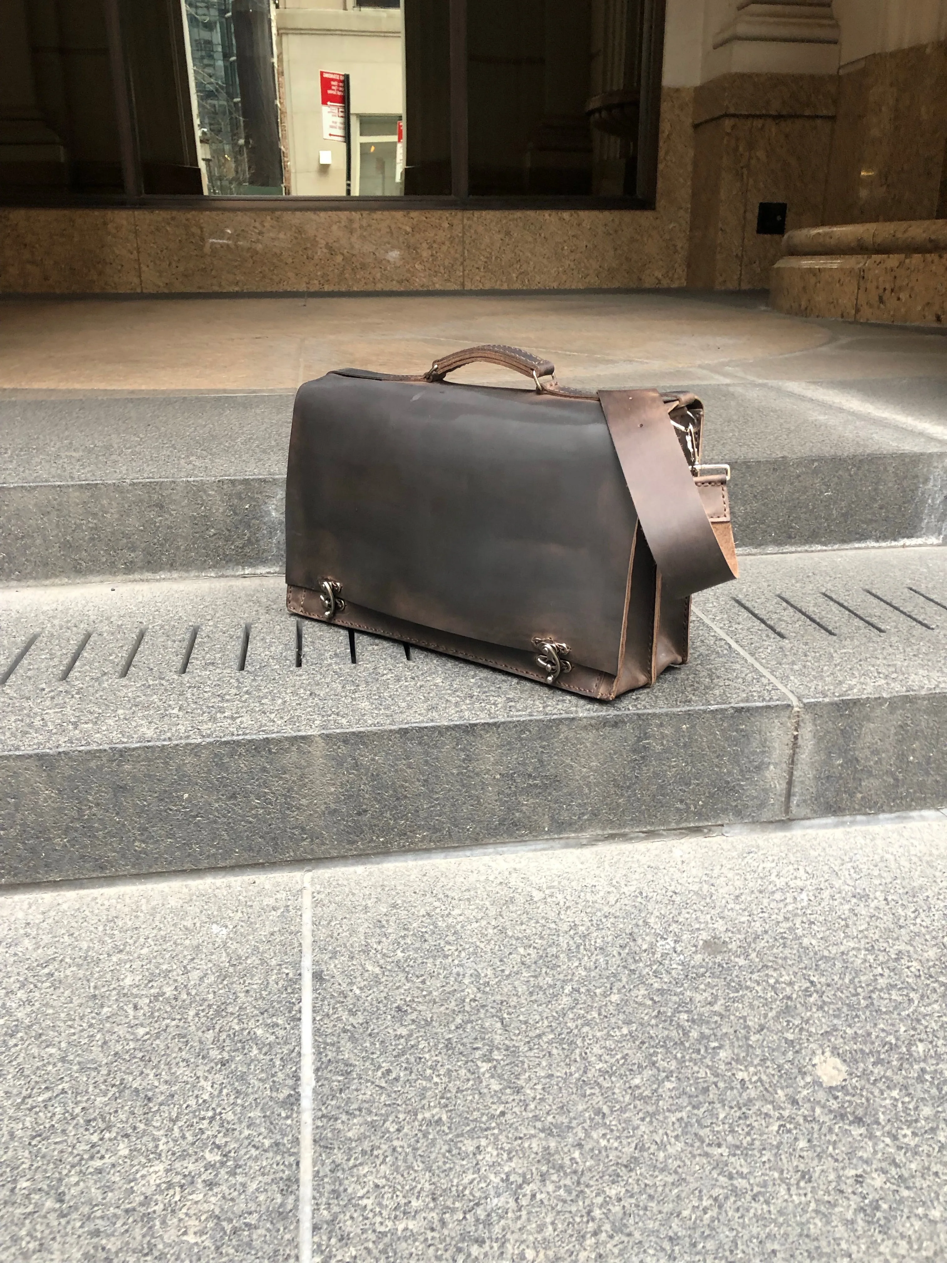 Laptop Briefcase / Leather Business Briefcase / Double Gusset Bag