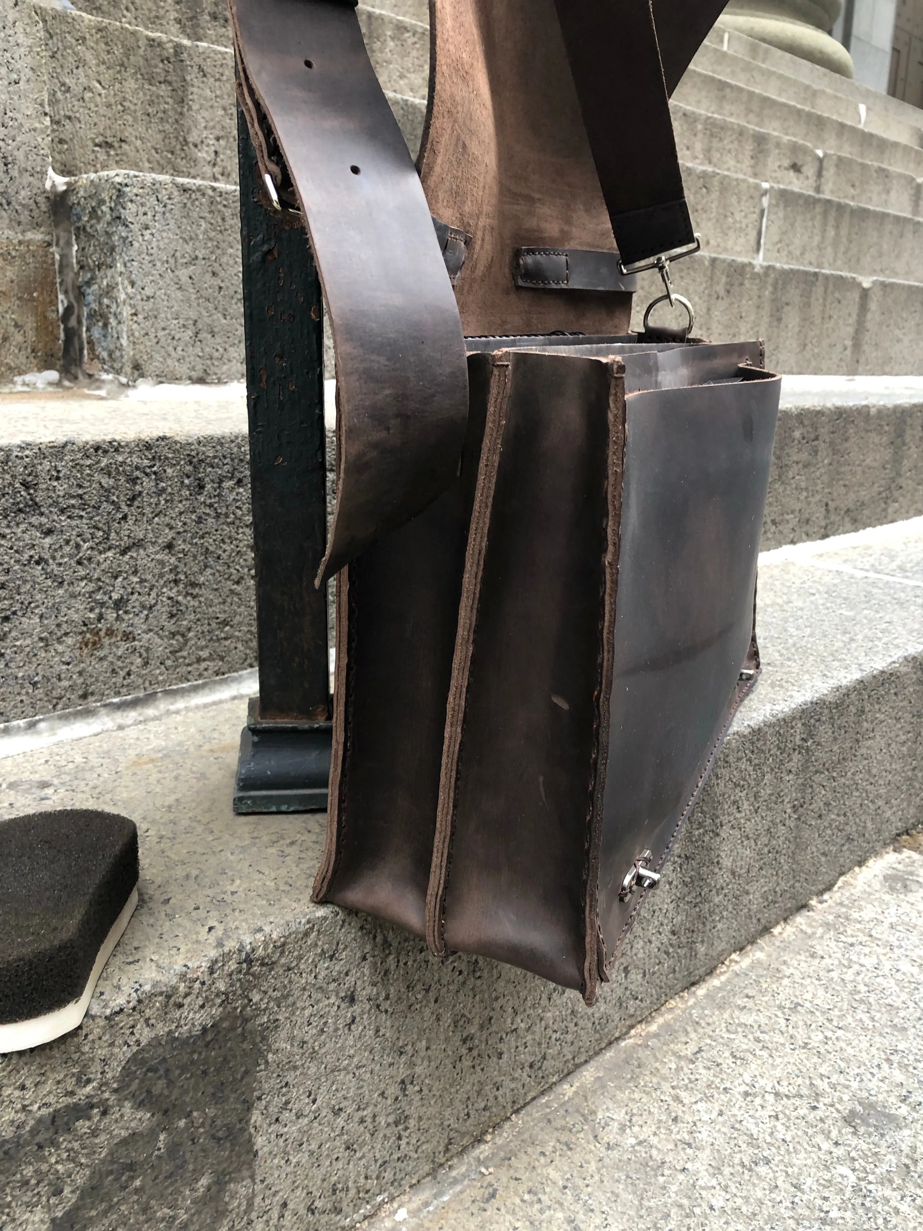 Laptop Briefcase / Leather Business Briefcase / Double Gusset Bag