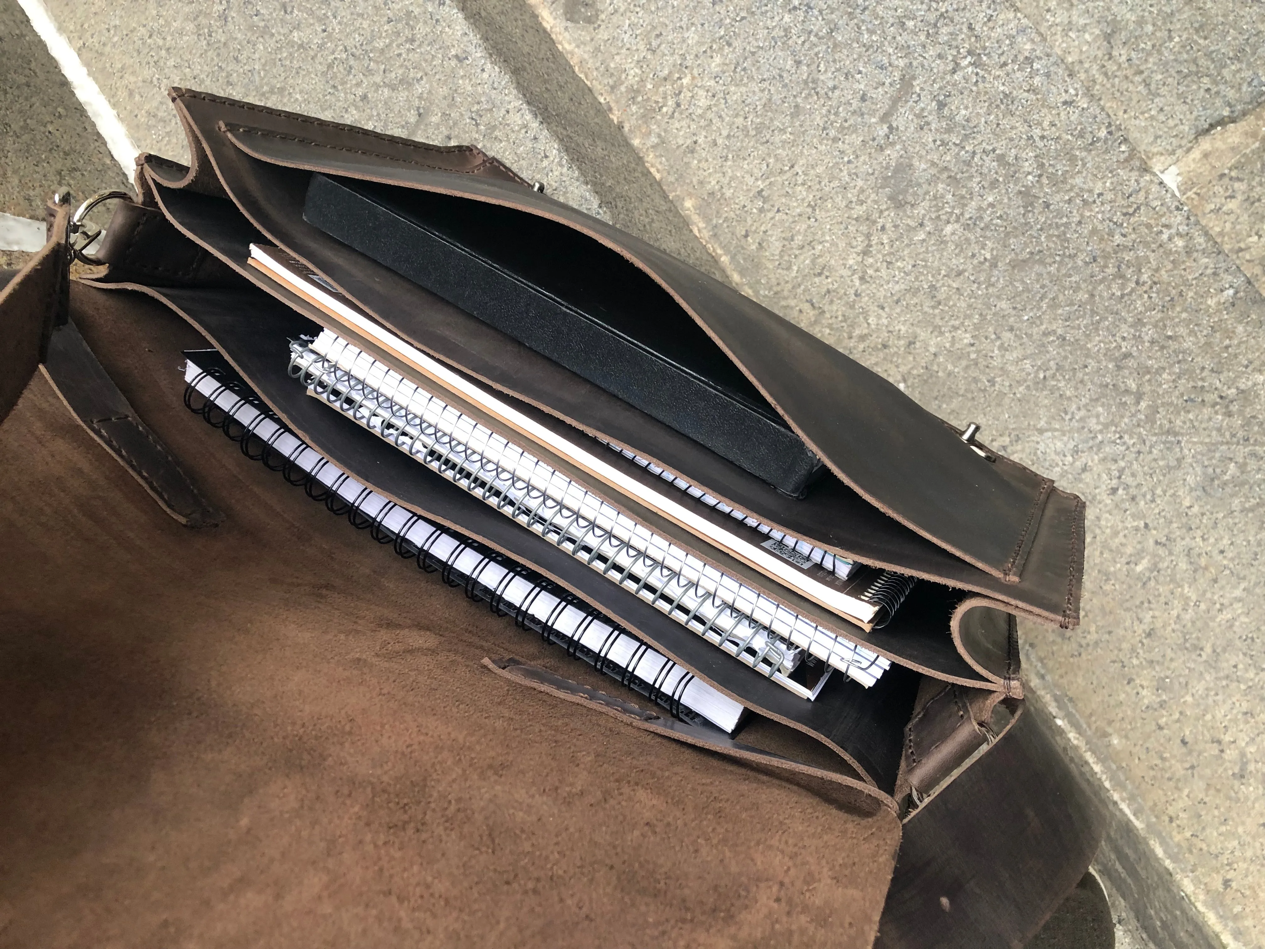 Laptop Briefcase / Leather Business Briefcase / Double Gusset Bag