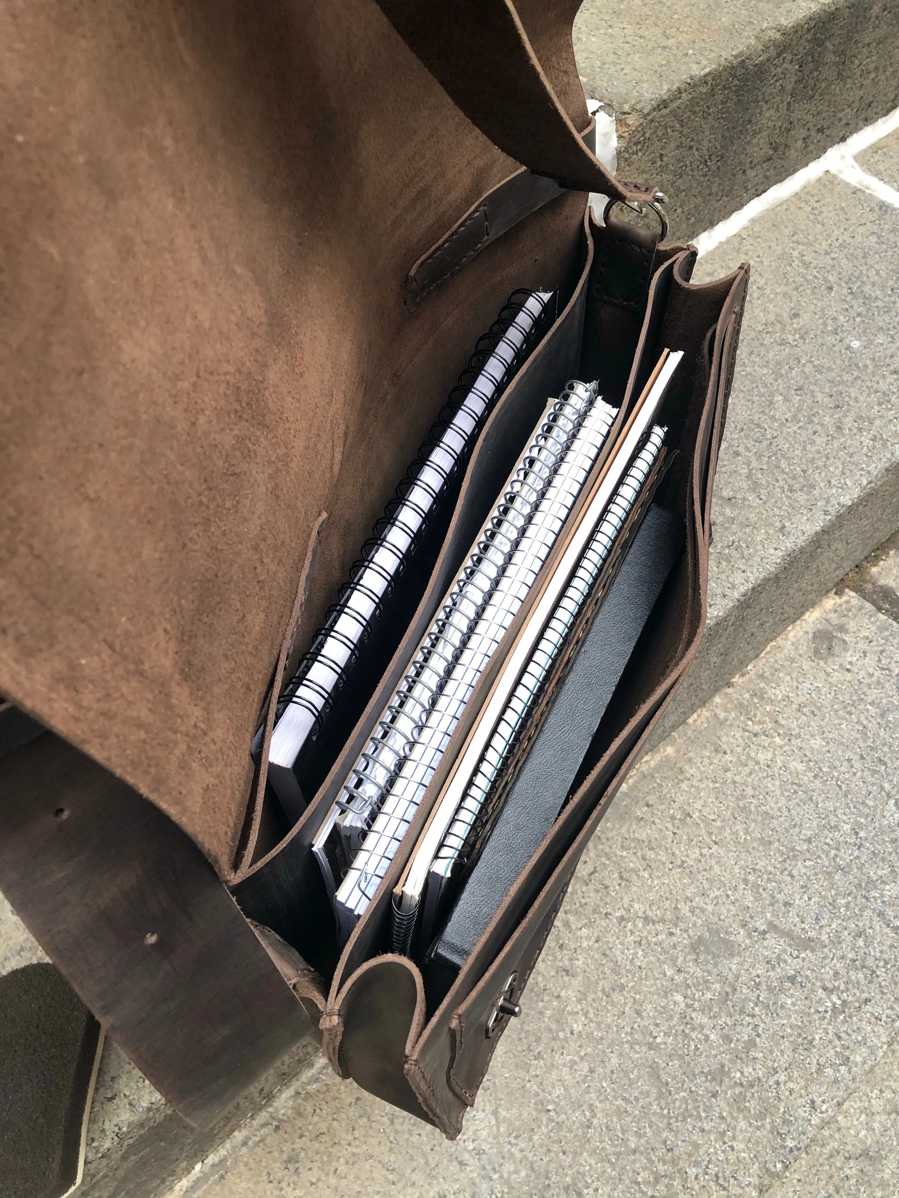 Laptop Briefcase / Leather Business Briefcase / Double Gusset Bag